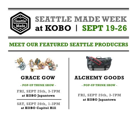 Seattle Made Events at KOBO - September 19 - 26