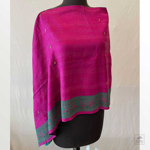 Reversible Vintage Silk Kantha Cape B