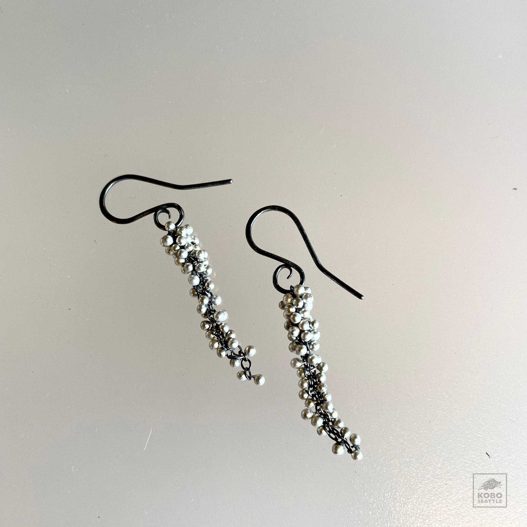 Wisteria Caviar Earrings - Oxidized Sterling Silver