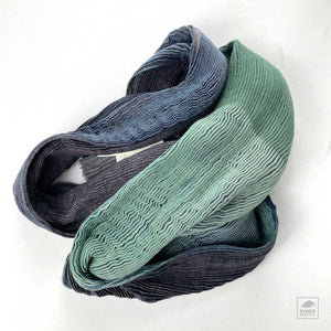 Hand Dyed Wool Scarf - Green + Grays