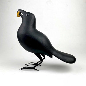 Crow with Ring Wood Carving