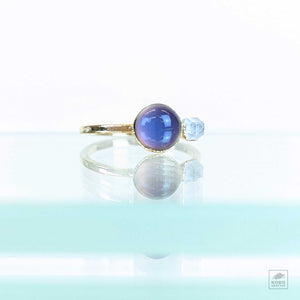 Mood Stone & Herkimer Diamond Ring - Size 7