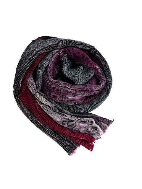 Hand Dyed Wool Scarf - Burgundy+ Grays