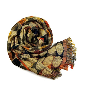 Handwoven Silk Crinkled Scarf - Double Dot Autumn