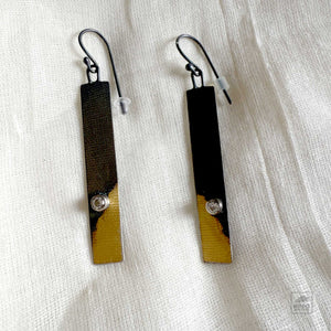 Oxidized Silver Rectangles with Topaz Earrings