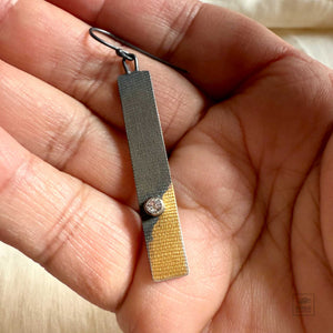 Oxidized Silver Rectangles with Topaz Earrings