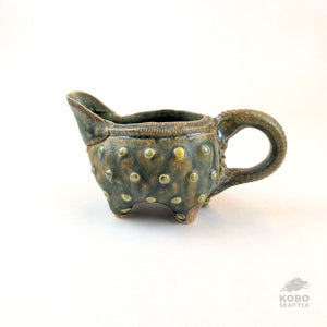 Barb Campbell - Creamer With Handle and Green Dots