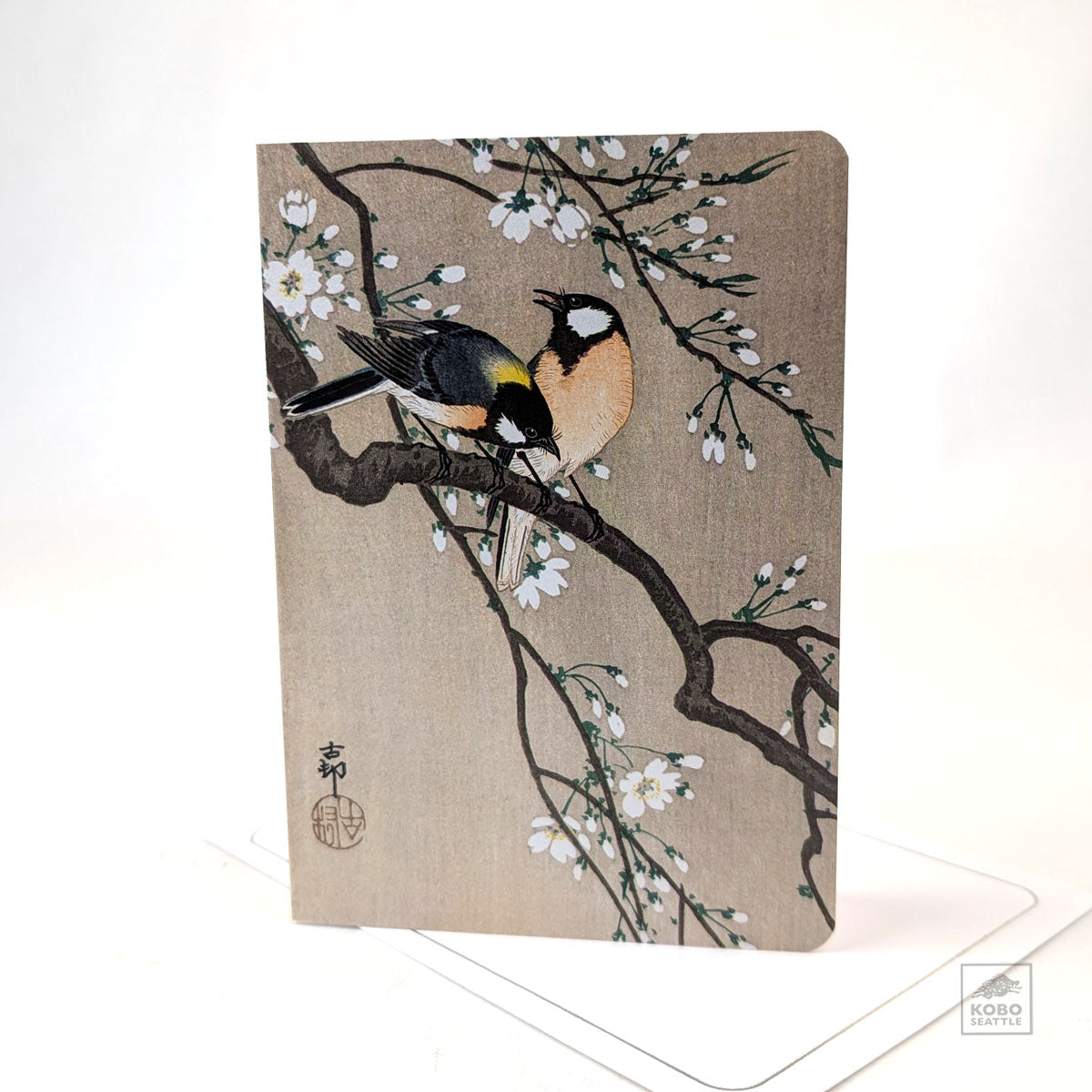 Card - Two Birds on Cherry Tree Branch