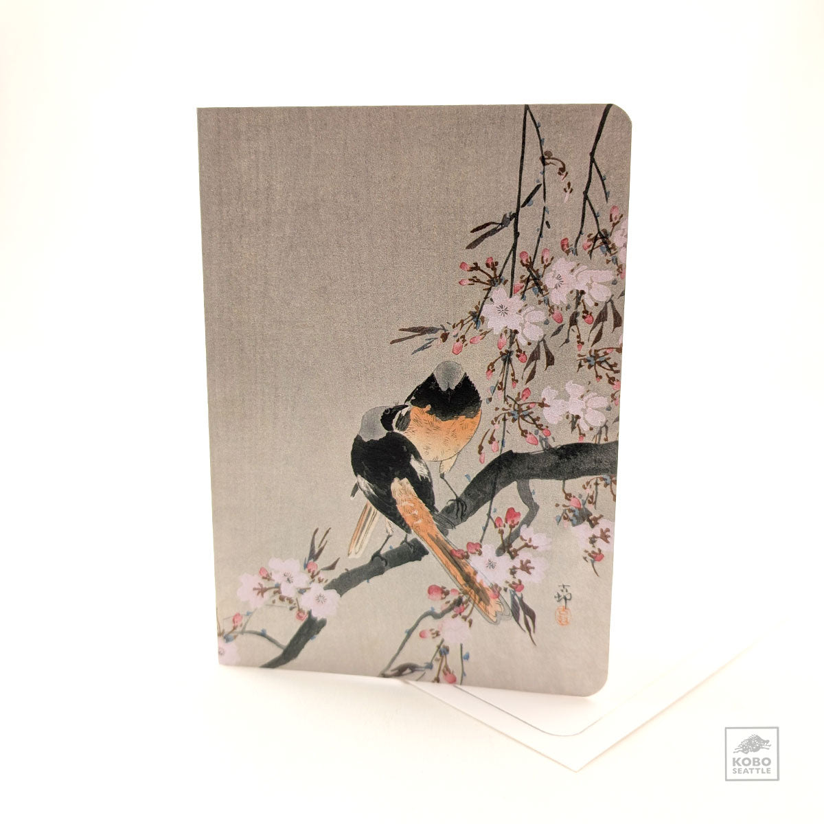 Card - Redstarts on a Cherry Tree Branch