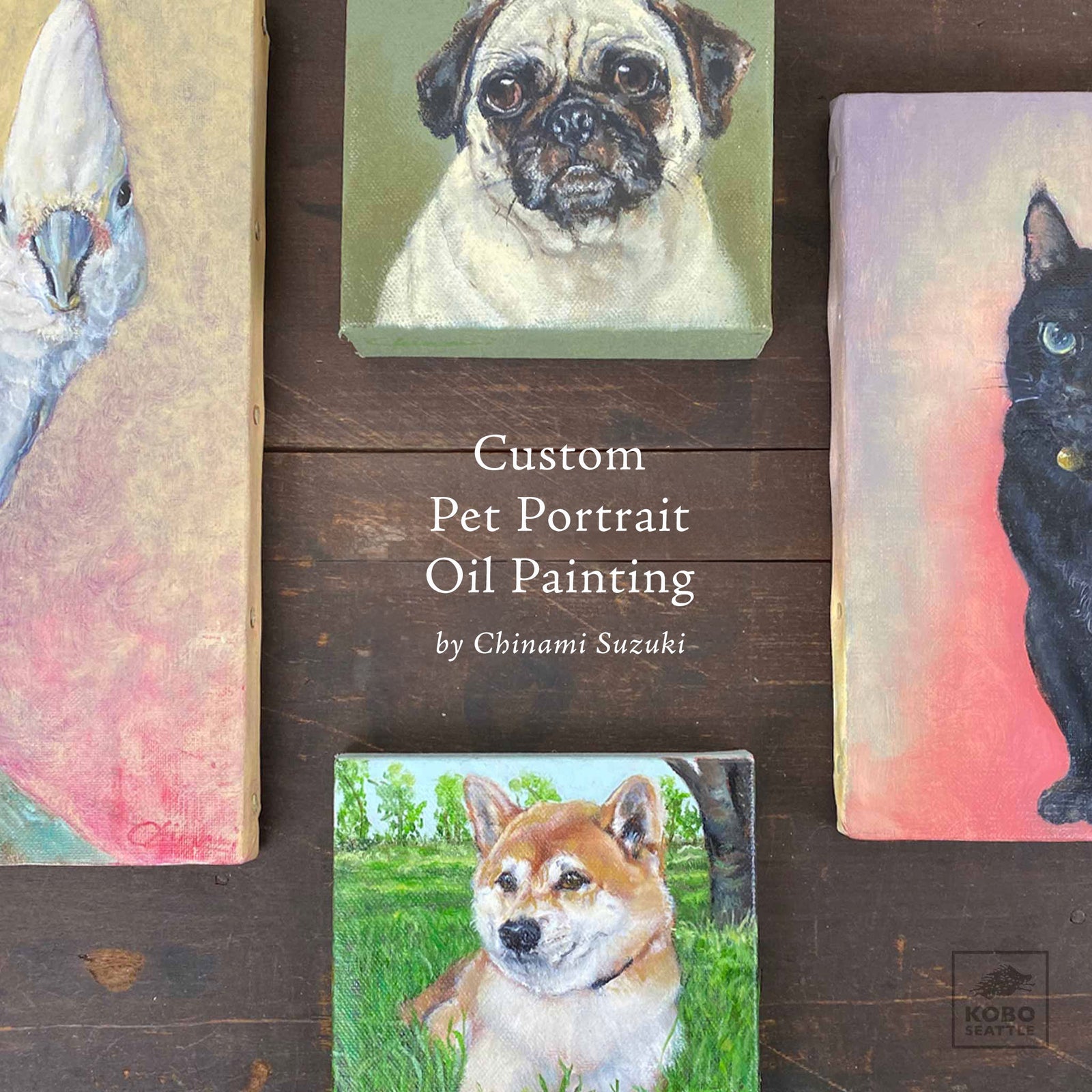 Custom Oil Painting Portrait of Your Pet by Chinami Suzuki - 4 canvas sizes