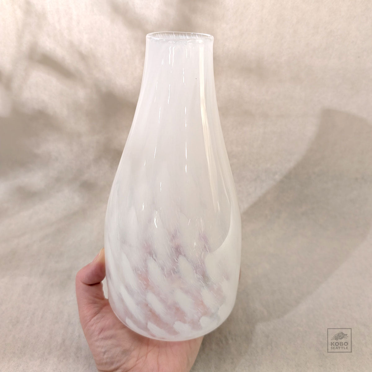 Handblown Glass White Pattern Vase 12 by Sayuri Fukuda