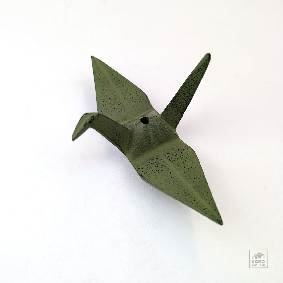 Incense Holder - Cast Iron Origami Crane - Green