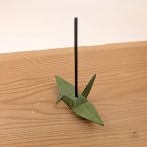 Incense Holder - Cast Iron Origami Crane - Green
