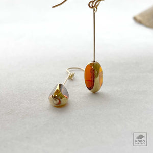 Glass Bead Earrings - Orange Bean
