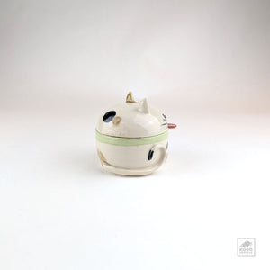 Ceramic Cat Jar with Spoon by Miky Ishida