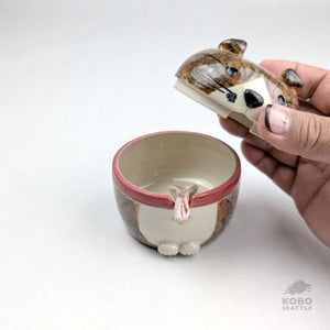 Ceramic Cat Jar with Spoon by Miky Ishida