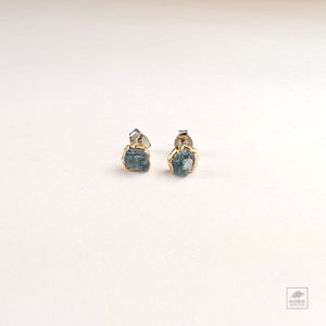 Raw Natural Aquamarine Studs
