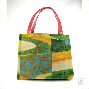 Kyoto Vintage Kimono Small Tea Handbag - Yellows & Greens