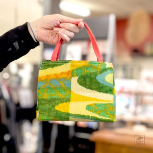 Kyoto Vintage Kimono Small Tea Handbag - Yellows & Greens