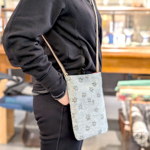 Kyoto Vintage Kimono Shoulder Bag - Light Blue