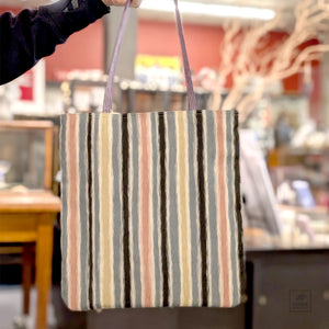 Kyoto Vintage Kimono Flat Tote - Stripes