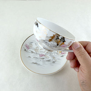 Vintage Kutani Porcelain Cup and Saucer Set