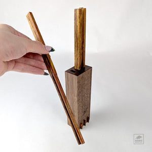Handcrafted Chopsticks & Case Set 01 - Poplar + Walnut