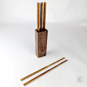 Handcrafted Chopsticks & Case Set 01 - Poplar + Walnut