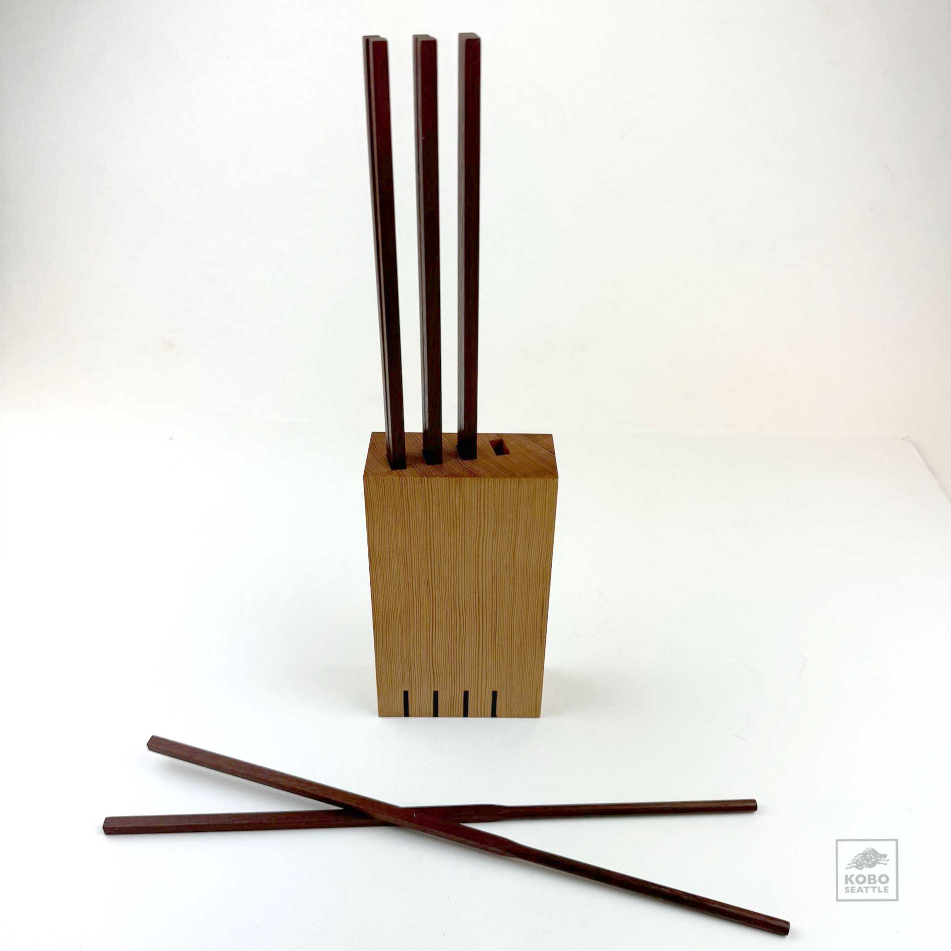 Handcrafted Serving  Chopsticks and Holder - Fir + Ipe