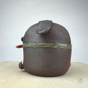 Ceramic Brown Dog Jar by Miky Ishida