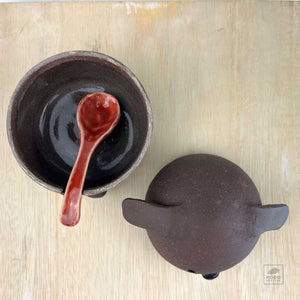 Ceramic Brown Dog Jar by Miky Ishida