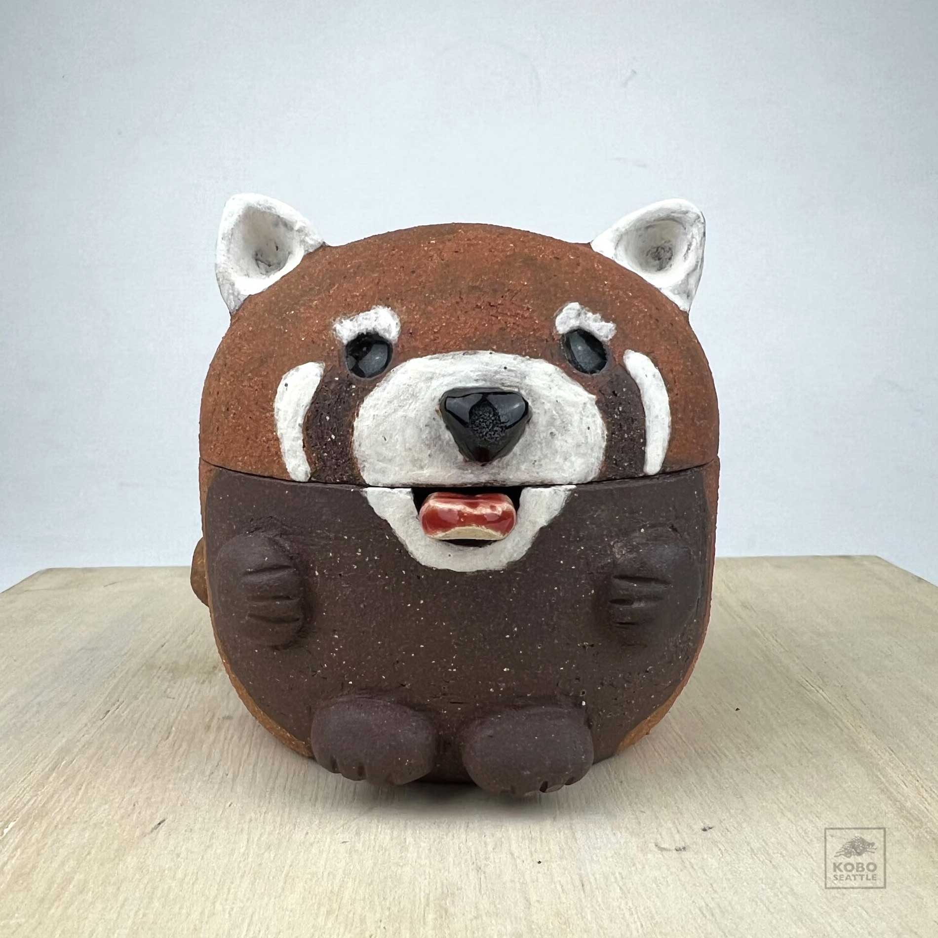 Ceramic Red Panda Jar by Miky Ishida