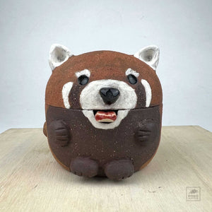 Ceramic Red Panda Jar by Miky Ishida
