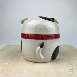 Ceramic White Dog Jar by Miky Ishida