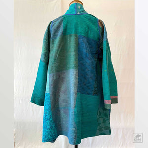Reversible Cotton Silk Kantha A-Line Jacket 10