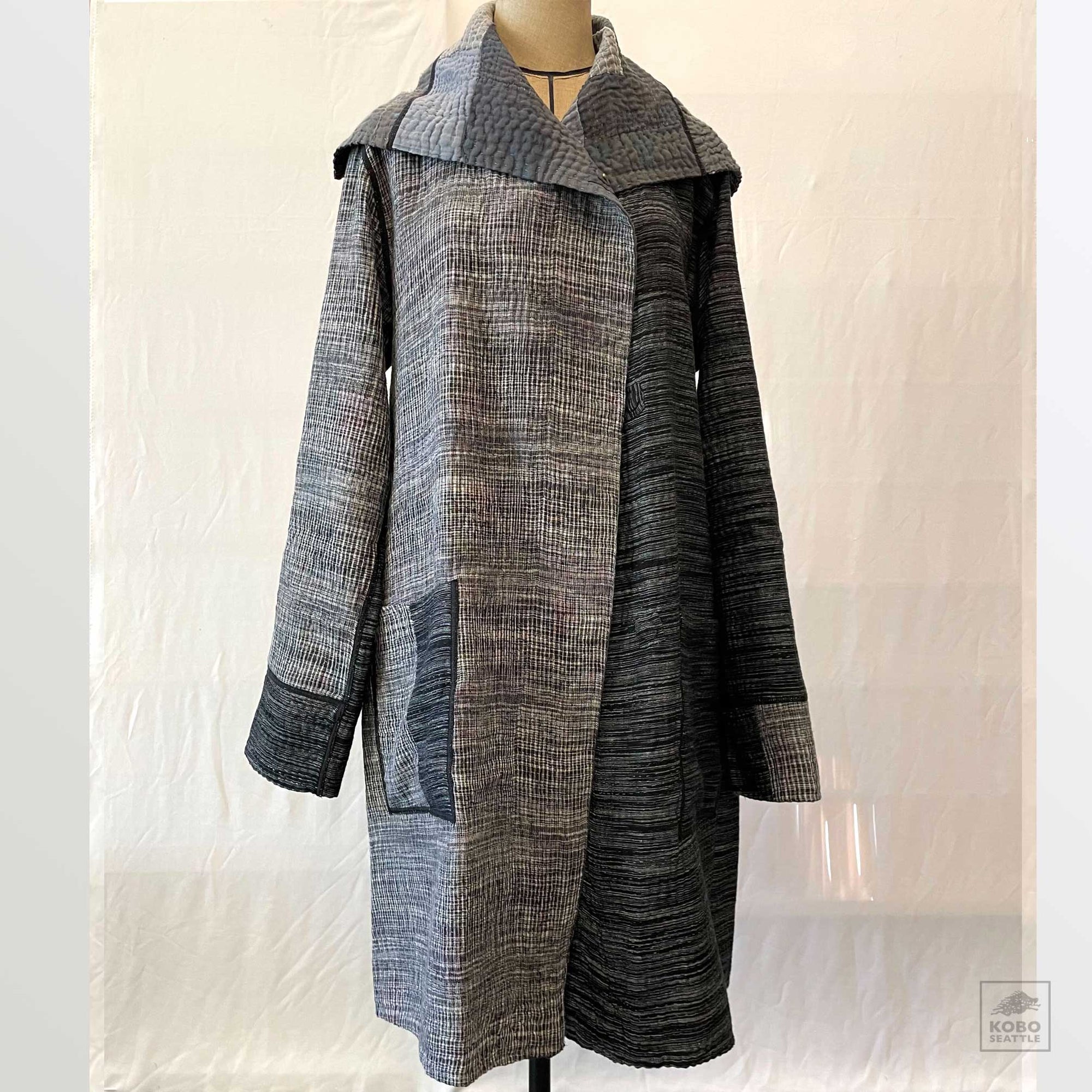 Reversible Woven Ikat & Kantha Pocket Coat 24