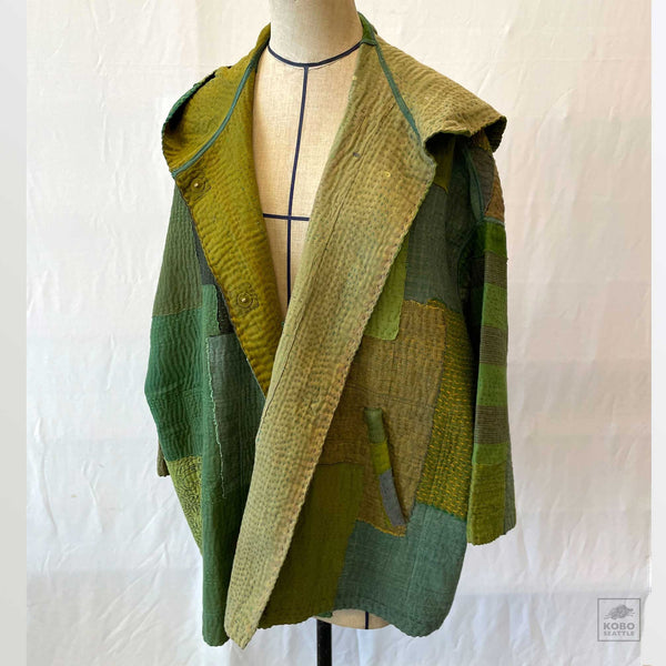 maquimalo マキマロ☆ Hand knit Uncle Vest Reversible Kantha Hoodie/Poncho 25 - KoboSeattle