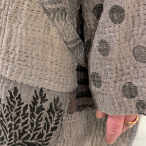 Reversible Patch Kantha with Stamp Haori Jacket from Mieko Mintz