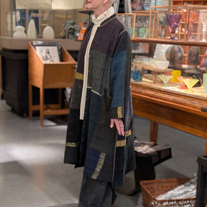 Cotton Silk Patch Kantha Kaftan Coat from Mieko Mintz