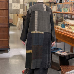 Cotton Silk Patch Kantha Kaftan Coat from Mieko Mintz