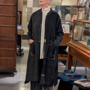 Cotton Silk Patch Kantha Kaftan Coat from Mieko Mintz