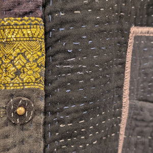 Cotton Silk Patch Kantha Kaftan Coat from Mieko Mintz