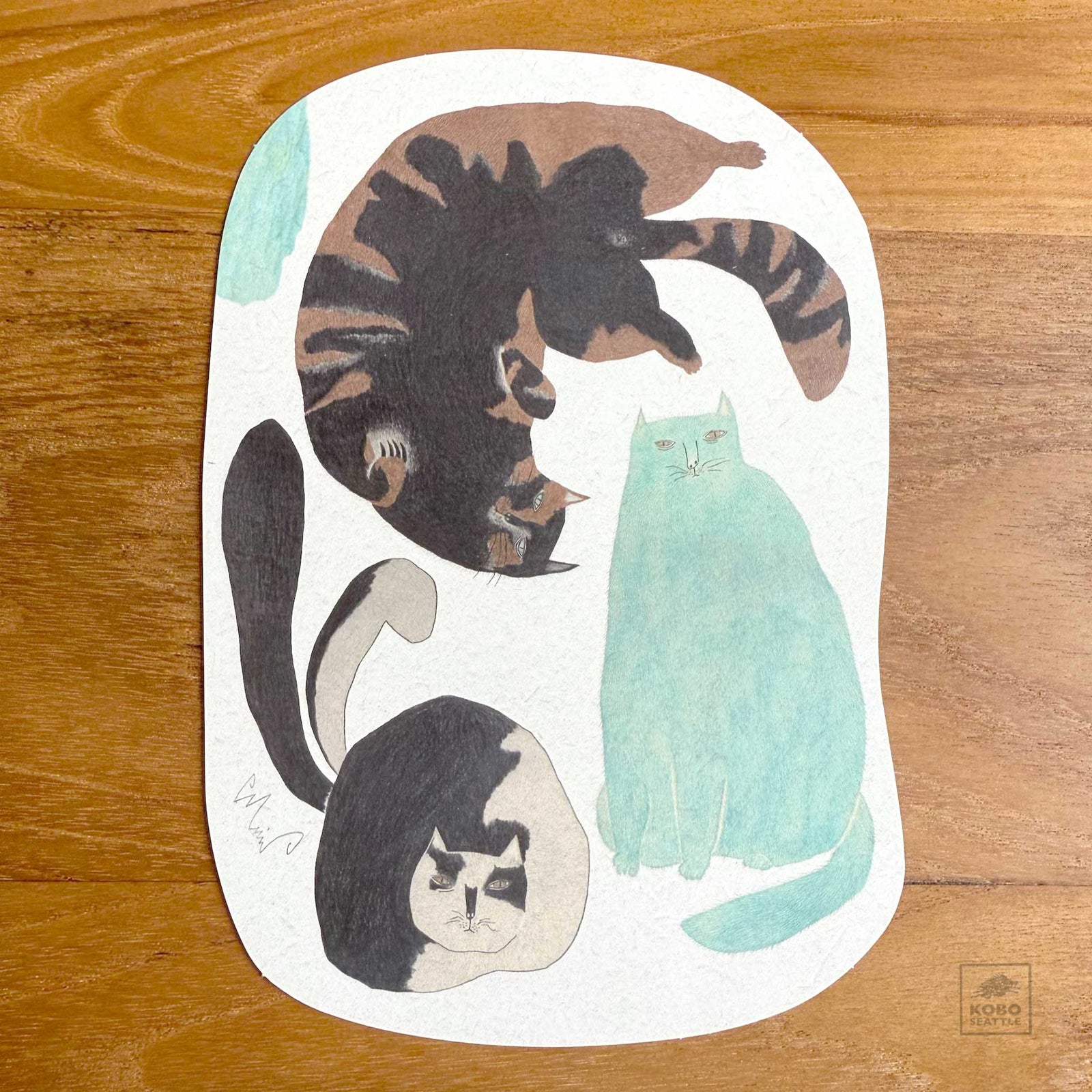 Morita Postcard - Three Cats