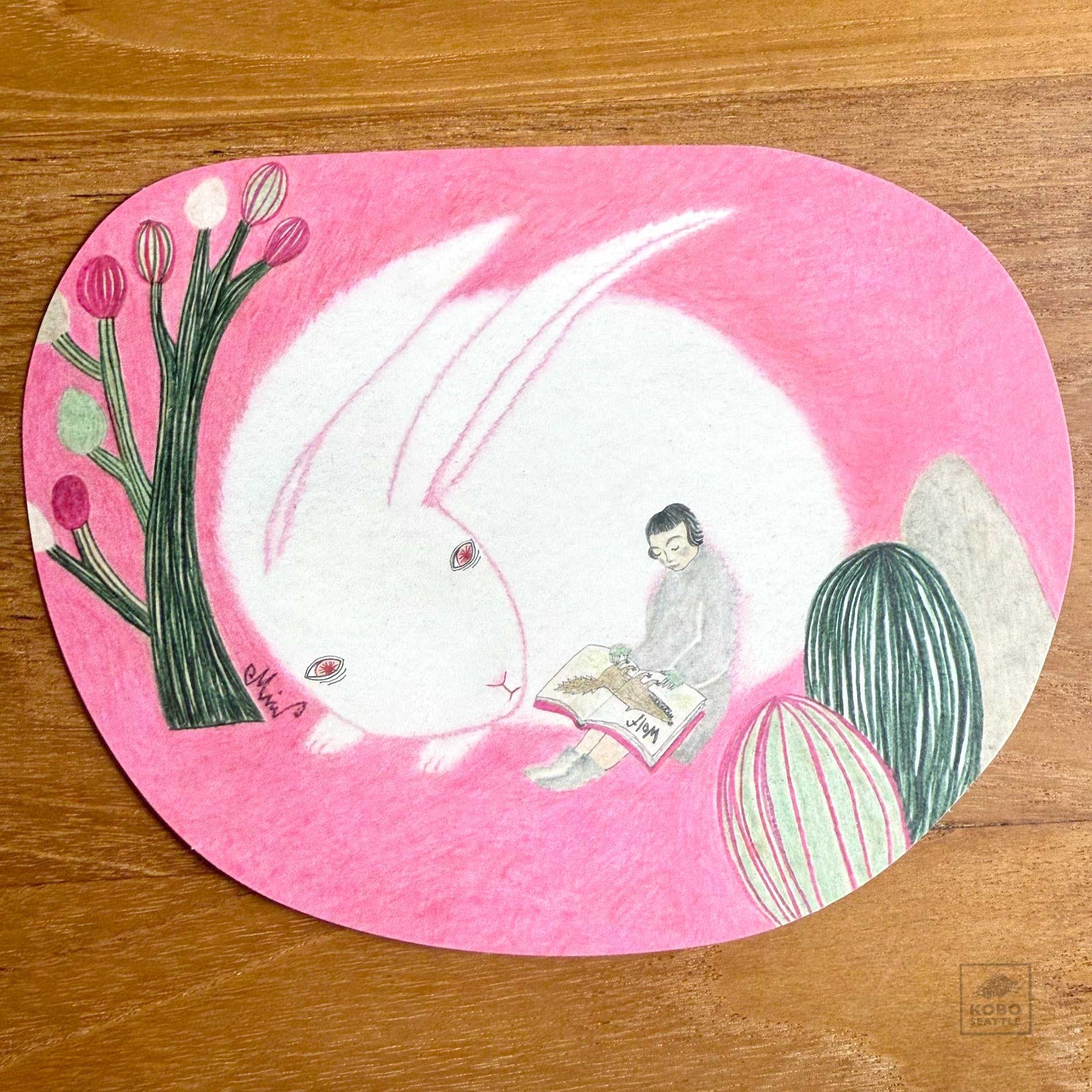 Morita Postcard - Rabbit & Girl