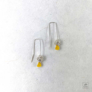 Drop Doodle Flower Earrings with Silk Tassel