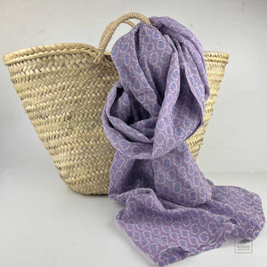 Cotton Scarf - Lilac with Sunbursts