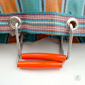 Recycled Plastic Wide Stripe Bag - Orange x Blue