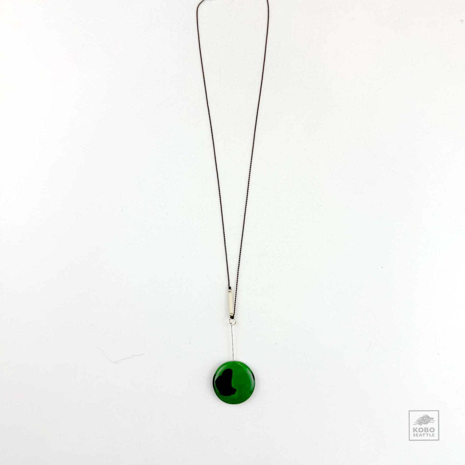 Green + Black Glass Swirl Necklace