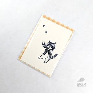 Mini Card - Cat with Hearts by Sakiko Fukuda