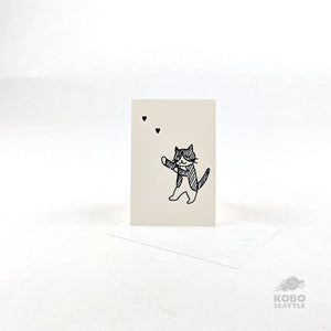 Mini Card - Cat with Hearts by Sakiko Fukuda